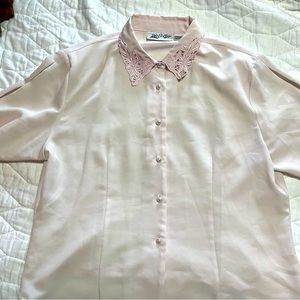 Vintage VTG Yves St. Clair Blouse Light Pink Pearl-like Buttons